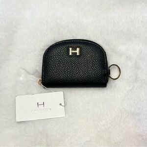 H Halston Black and Gold Zip Around Wallet Card Holder Coin Purse NWT